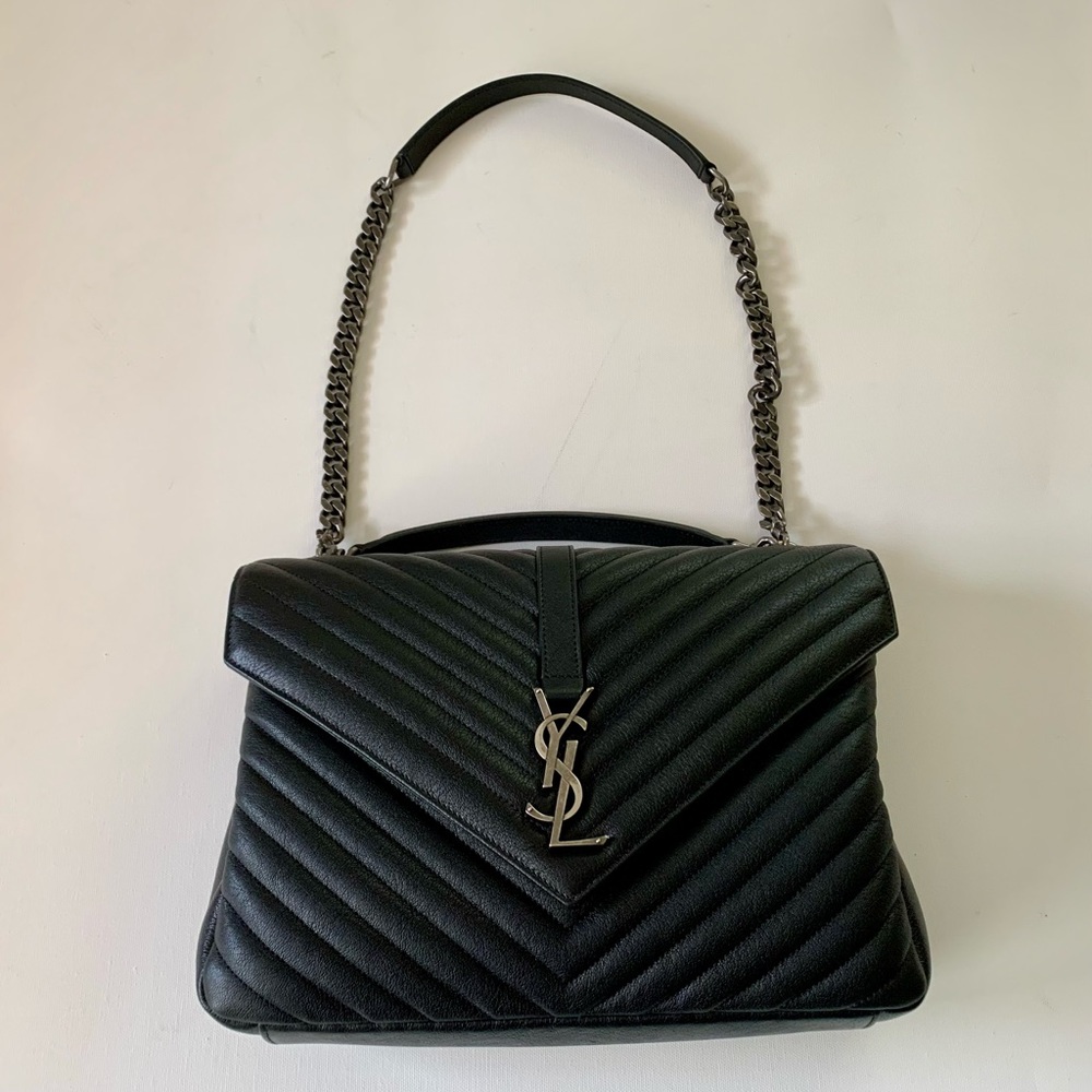 Authentic Saint Laurent Large College Bag Black